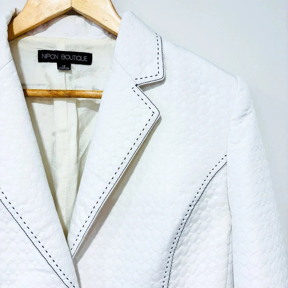 NIPON BOUTIQUE Vintage white textured blazer - Picture 3 of 8